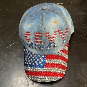 Women’s Blingy SEXY  red, white and blue American flag ball cap